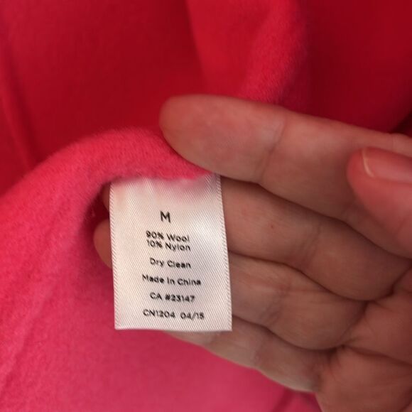 Talbots Wool blend open front Women's Bright Pink cowl jacket sweater medium EUC - Picture 6 of 9